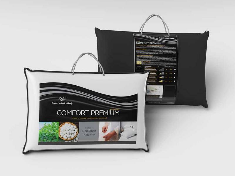 Подушка OnSilk Comfort Premium шелковая M-средняя, упругая